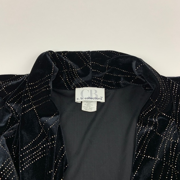 CB Collections Cardigan Womens Medium Collared Long Sleeve Black Gold Shimmer - Picture 3 of 6